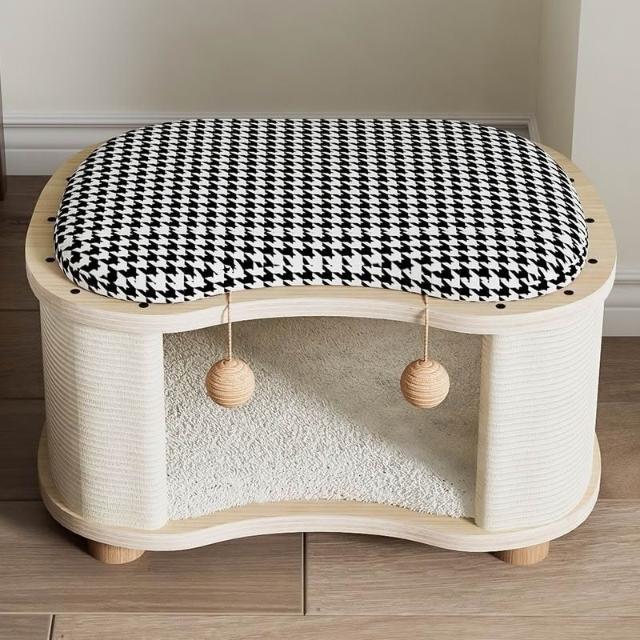 🐱🪵✨ Taburete Nido para Gato de Madera Maciza | Mueble Moderno 2 en 1 para Personas y Mascotas