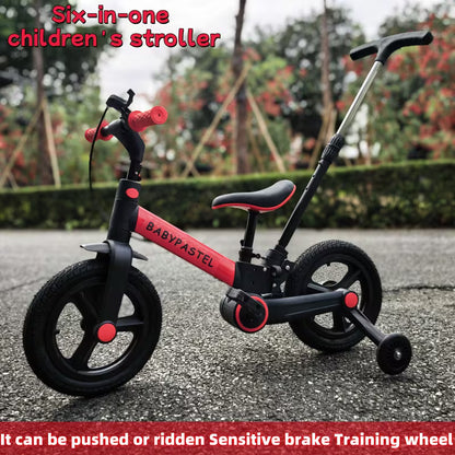 Bicicleta de Equilibrio 6 en 1 para Niños | Con Mango de Empuje, Frenos y Soporte | Ideal 1 a 3 Años