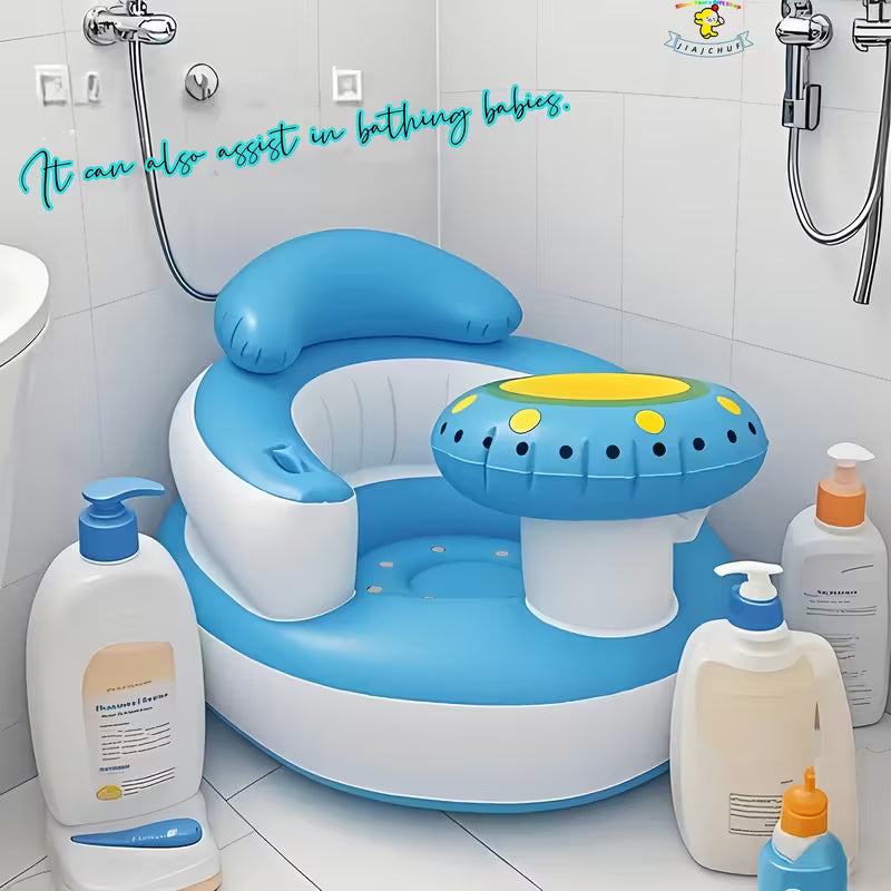 Asiento Inflable para Bebé con Soporte para Tazón | Súper Cómodo • Estable • Portátil • Ideal de 3 a 36 Meses • Perfecto para Alimentación y Juegos