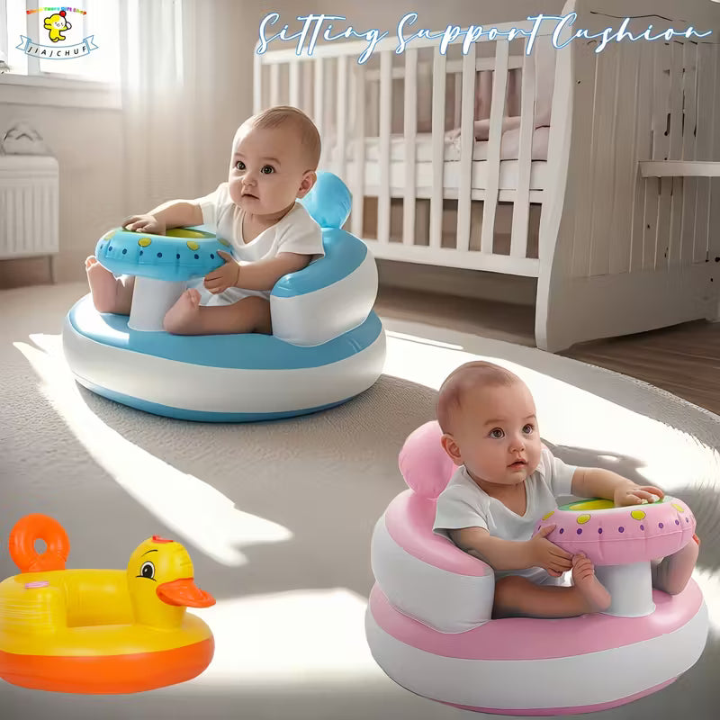 Asiento Inflable para Bebé con Soporte para Tazón | Súper Cómodo • Estable • Portátil • Ideal de 3 a 36 Meses • Perfecto para Alimentación y Juegos