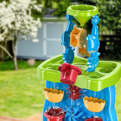 PLANETA DINOSAURO – Mesa de Agua y Arena Doble Cara | Laberinto en Cascada • Grifo Funcional • Juego Sensorial STEM • Exterior/Interior • No Tóxica • Diseño Infantil • Construcción Robusta