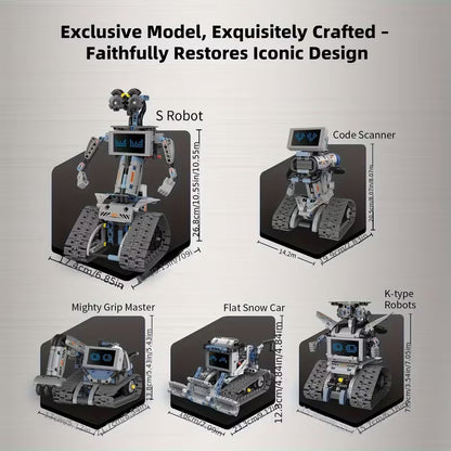 Bloques de Construcción STEAM 5 en 1 – Robot Interstelar con Pantalla LED y Expresiones Programables